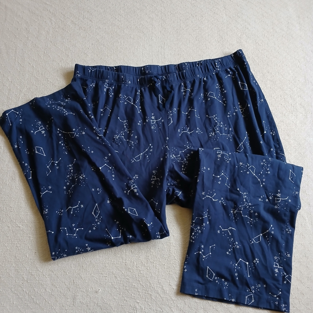 lands' end star constellation pajama pants celestial navy blue loungewear y2k 3x